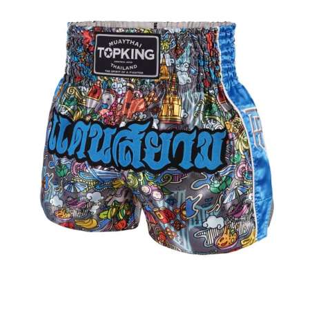 Top King Boxing muay thai shorts 255 (bleu clair)